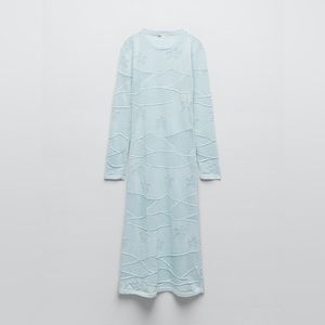 ZARA POINTELLE KNIT MIDI DRESS